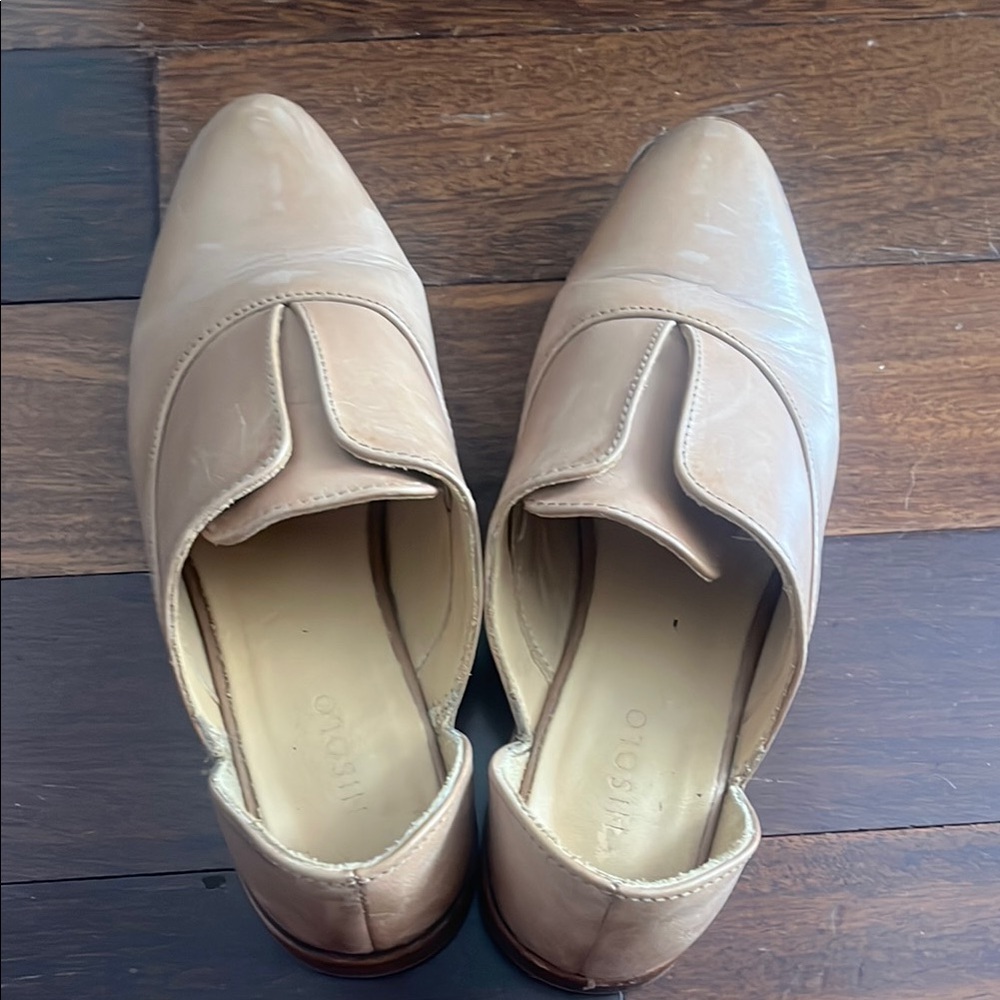 Nisolo Emma D’orsay Oxford Tan Leather Flats with Pointed Toe Design